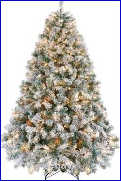 6ft Pre-Lit Snow Flocked Artificial Christmas Tree with 250 LED Lights