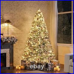 6ft Pre-Lit Snow Flocked Artificial Christmas Tree with 250 LED Lights