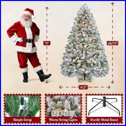 6ft Pre-Lit Snow Flocked Artificial Christmas Tree with 250 LED Lights