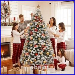 6ft Pre-Lit Snow Flocked Artificial Christmas Tree with 250 LED Lights