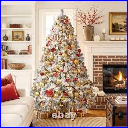 6ft Pre-Lit Snow Flocked Artificial Christmas Tree with 250 LED Lights