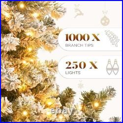 6ft Pre-Lit Snow Flocked Artificial Christmas Tree with Remote 11 Light Modes