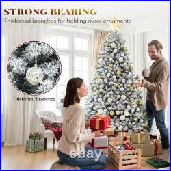 6ft Pre-Lit Snow Flocked Artificial Christmas Tree with Remote 11 Light Modes