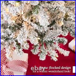 6ft Pre-Lit Snow Flocked Artificial Pine Christmas Tree 250 LED Lights Metal Sta