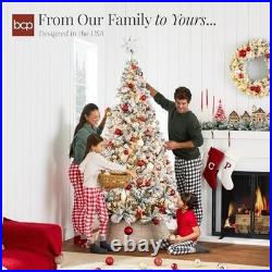 6ft Pre-Lit Snow Flocked Artificial Pine Christmas Tree 250 LED Lights Metal Sta