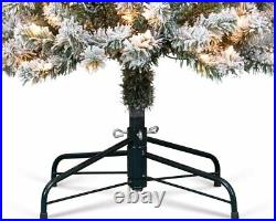 6ft Pre-Lit Snow Flocked Pine Pencil Artificial Christmas Tree W /170 LED Lights