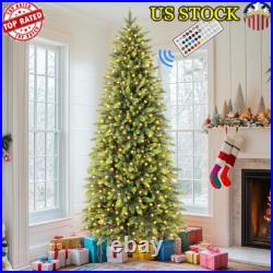 6ft Prelit Slim Christmas Tree 300 RGB Lights Remote Control Holiday Decor New