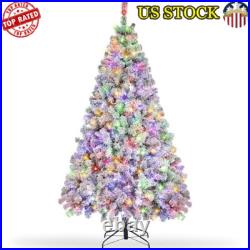 6ft Prelit Snow Flocked Christmas Tree 250 LED Lights Indoor Outdoor Decor New