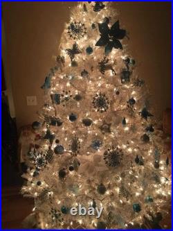 6ft Silver Christmas Tree With Lights And Blue Bulbs