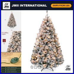 6ft Snow Flocked Pre-Lit Christmas Tree with 250 Twinkling LEDs & Easy Assembly