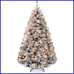6ft Snow Flocked Pre-Lit Christmas Tree with 250 Twinkling LEDs & Easy Assembly