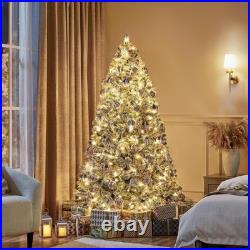 6ft Snow Flocked Pre-lit Christmas Tree with 250 White Lights, 820 Tips, Hinged