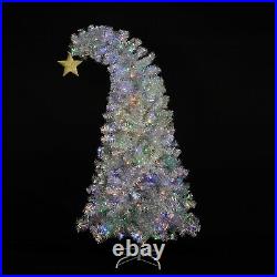 6ft White Christmas Tree with 300 Colorful LED Lights with Gold Stars US Gift
