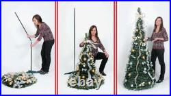 72 PRE LIT POP UP PULL UP DECORATED CHRISTMAS TREE 350 CLEAR LIGHTS Gold Silver