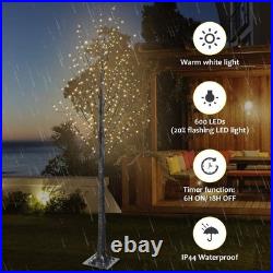 7FT 600L Lighted Twig Tree Including Twinkle Lights LED Birch Tree with Timer