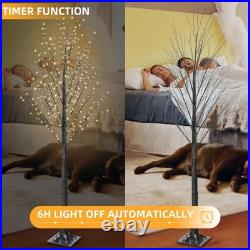 7FT 600L Lighted Twig Tree Including Twinkle Lights LED Birch Tree with Timer