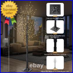 7FT 600L Lighted Twig Tree Including Twinkle Lights LED Birch Tree with Timer fo