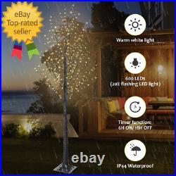7FT 600L Lighted Twig Tree Including Twinkle Lights LED Birch Tree with Timer fo