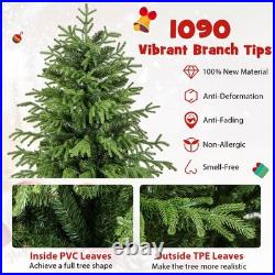 7FT Artificial Christmas Tree, 370 LED Lights, 1090 Branch Tips for Home Party