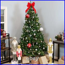 7FT Artificial Christmas Tree Hinged Braches with Stand and LED Lights