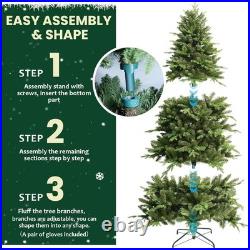 7FT Artificial Christmas Tree with 340 Multi-Color LED Lights 2126 Branch Tips