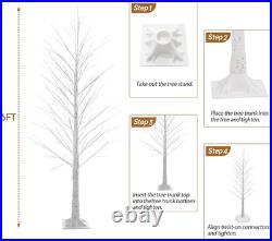 7FT Lighted Birch Christmas Tree with 1000 Warm White Twinkle LED Lights