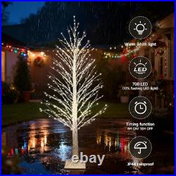 7FT Lighted Birch Christmas Tree with 1000 Warm White Twinkle LED Lights
