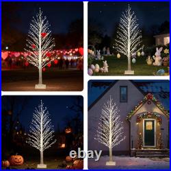 7FT Lighted Birch Christmas Tree with 1000 Warm White Twinkle LED Lights