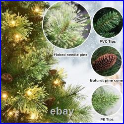 7FT Prelit Artificial Christmas Tree Carolina Pine Tree with500 Light Xmas Decor