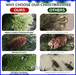 7FT Prelit Artificial Christmas Tree Carolina Pine Tree with500 Light Xmas Decor