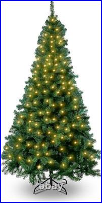 7Ft Artificial Christmas Tree 450 USB Lights 8 Lighting Modes Remote Pre-Lit