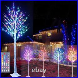 7Ft Birch Tree with LED lights Color Changing Lighted Birch Tree Outdoor, Rem
