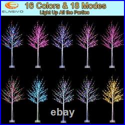 7Ft Birch Tree with LED lights Color Changing Lighted Birch Tree Outdoor, Rem