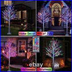 7Ft Birch Tree with LED lights Color Changing Lighted Birch Tree Outdoor, Rem