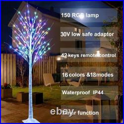 7Ft Birch Tree with LED lights Color Changing Lighted Birch Tree Outdoor, Rem
