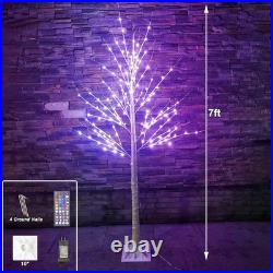 7Ft Birch Tree with LED lights Color Changing Lighted Birch Tree Outdoor, Rem
