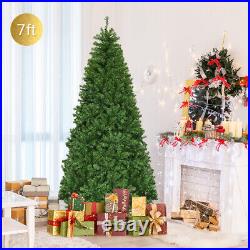 7Ft Pre-Lit Artificial Christmas Tree Premium Hinged with 500 LED Lights & Stand