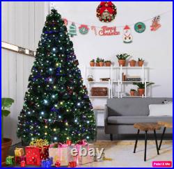 7Ft Pre Lit Fiber Optic Christmas Tree Xmas With LED Lights & Top Star & Stand