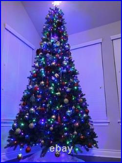 7-10 ft. LED Pre-Lit Multi-Color Adjustable Rising Spruce Christmas Tree Artific