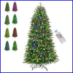 7.3ft Prelit Artificial Hinged Christmas Tree with 430 Color Changing RGB Lights