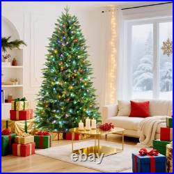 7.3ft Prelit Artificial Hinged Christmas Tree with 430 Color Changing RGB Lights