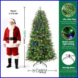 7.3ft Prelit Artificial Hinged Christmas Tree with 430 Color Changing RGB Lights
