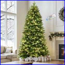 7.3ft Prelit Artificial Hinged Christmas Tree with 430 Color Changing RGB Lights