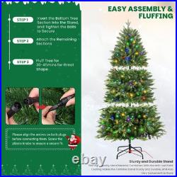 7.3ft Prelit Artificial Hinged Christmas Tree with 430 Color Changing RGB Lights
