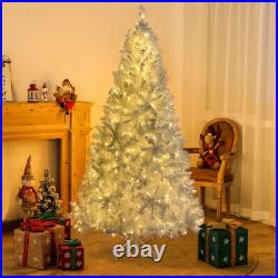 7.4ft Pre-Lit Christmas Tree White Snow Flocked Holiday Decoration 500LED Lights