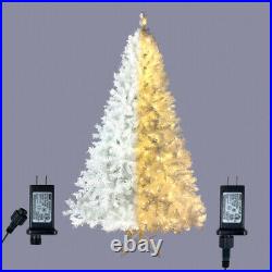 7.4ft Pre-Lit Christmas Tree White Snow Flocked Holiday Decoration 500LED Lights