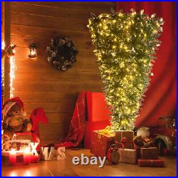 7.4ft Upside Down Artificial Christmas Tree 400 LED Lights Xmas Tree Metal Stand