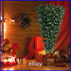 7.4ft Upside Down Christmas Tree Hinged with LED Warm White Lights Metal Base