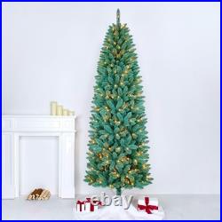 7.5FT Artificial Christmas Tree Slim Blue Spruce Prelit Lights Decor Holiday