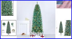 7.5FT Artificial Christmas Tree Slim Blue Spruce Prelit Lights Decor Holiday